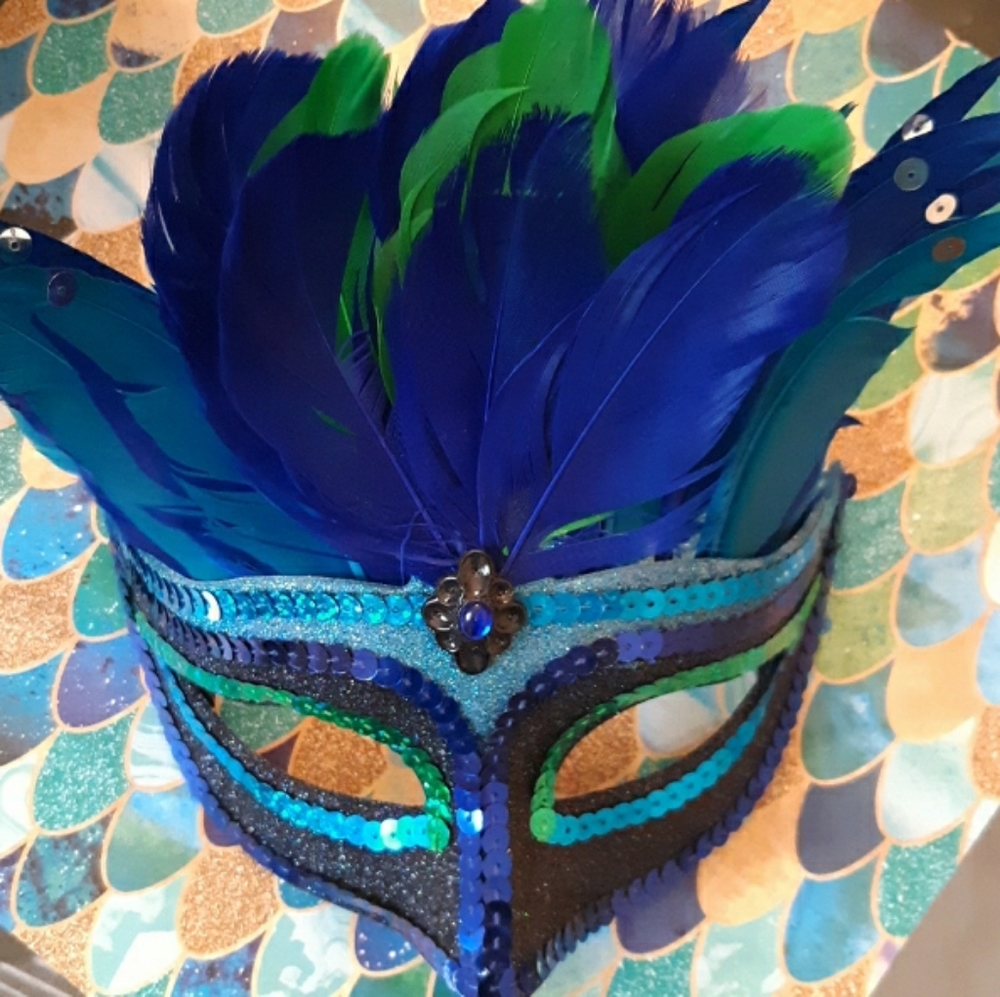 Peacock Masquerade Mask - Picture 2 of 2